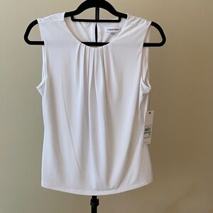 Calvin Klein Women's White Pleated Blouse